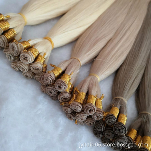 Top Quality European Cuticle Human Hair Double Drawn Hand Tied Weft Hair Extension